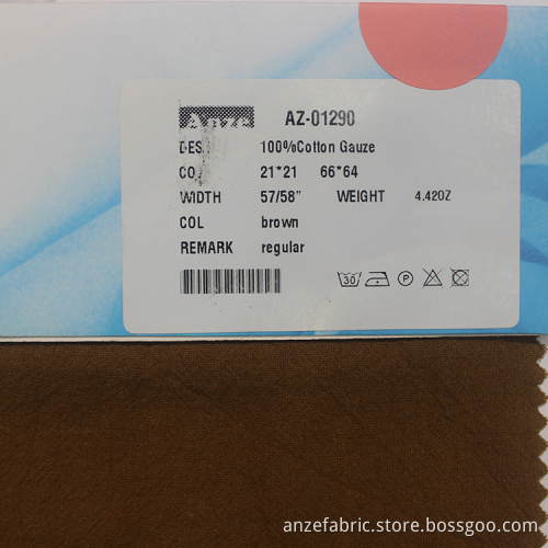 100% Cotton Gauze Fabric Comfortable Cotton Fabric